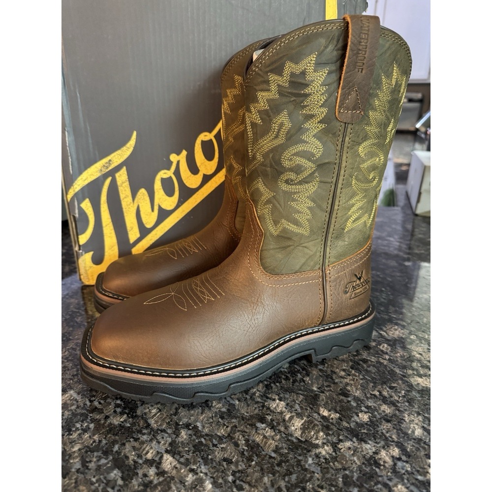 THOROGOOD BUFFALO RIDGE WP 11″ BROWN/SAGE COWBOY WESTERN WORK‎ BOOTS SZ 7